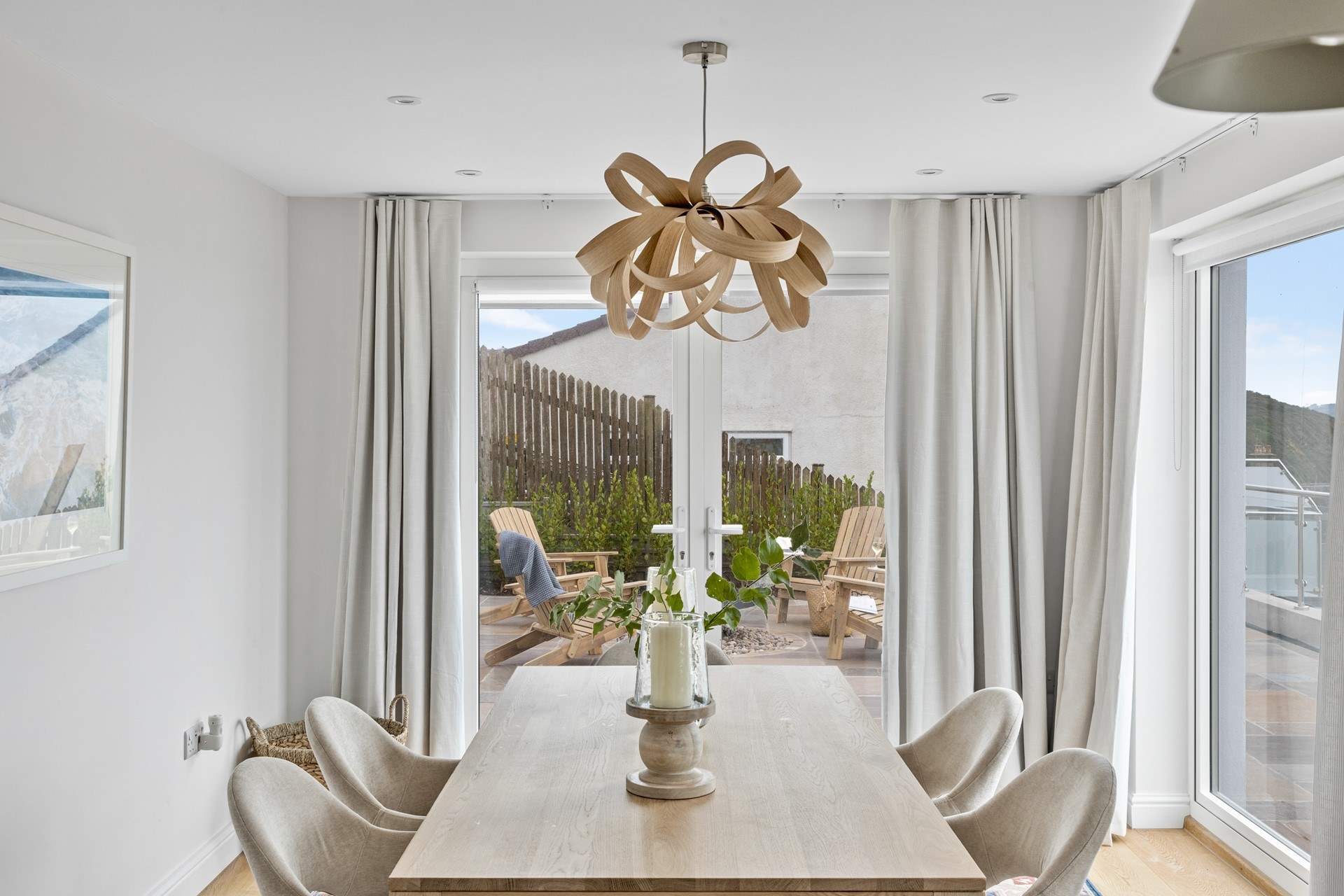 Patio doors from the dining-area lead you to the outside terraces.