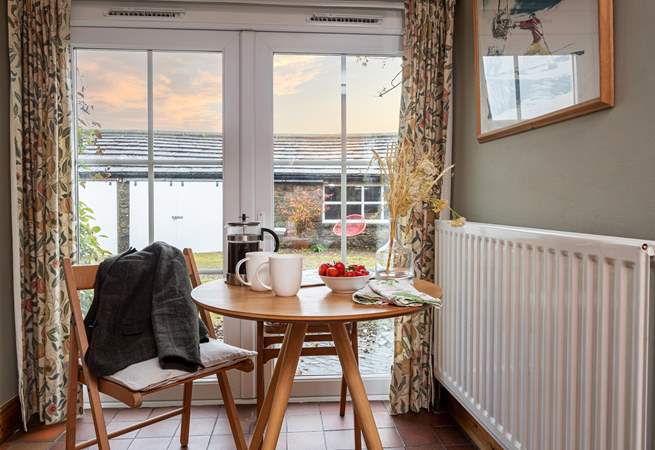 The breakfast nook by the patio doors.
