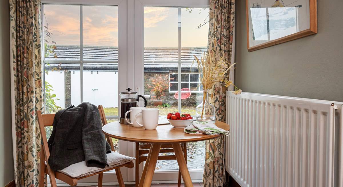 The breakfast nook by the patio doors.