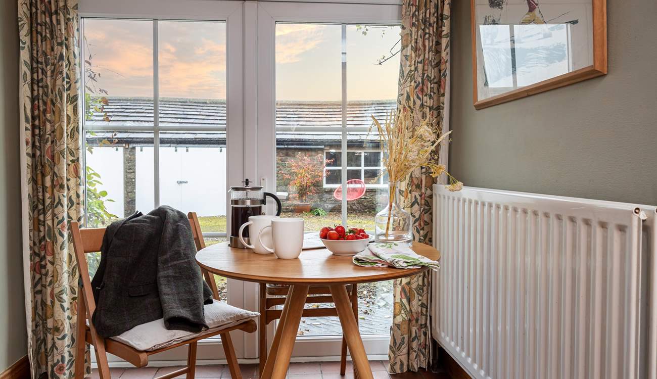 The breakfast nook by the patio doors.