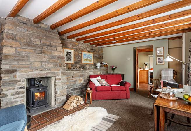 The wood-burner is great for curling up in front of on those cooler days.