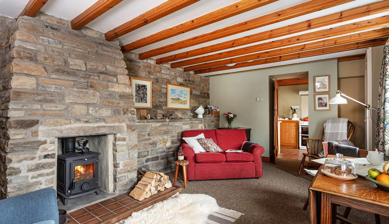 The wood-burner is great for curling up in front of on those cooler days.