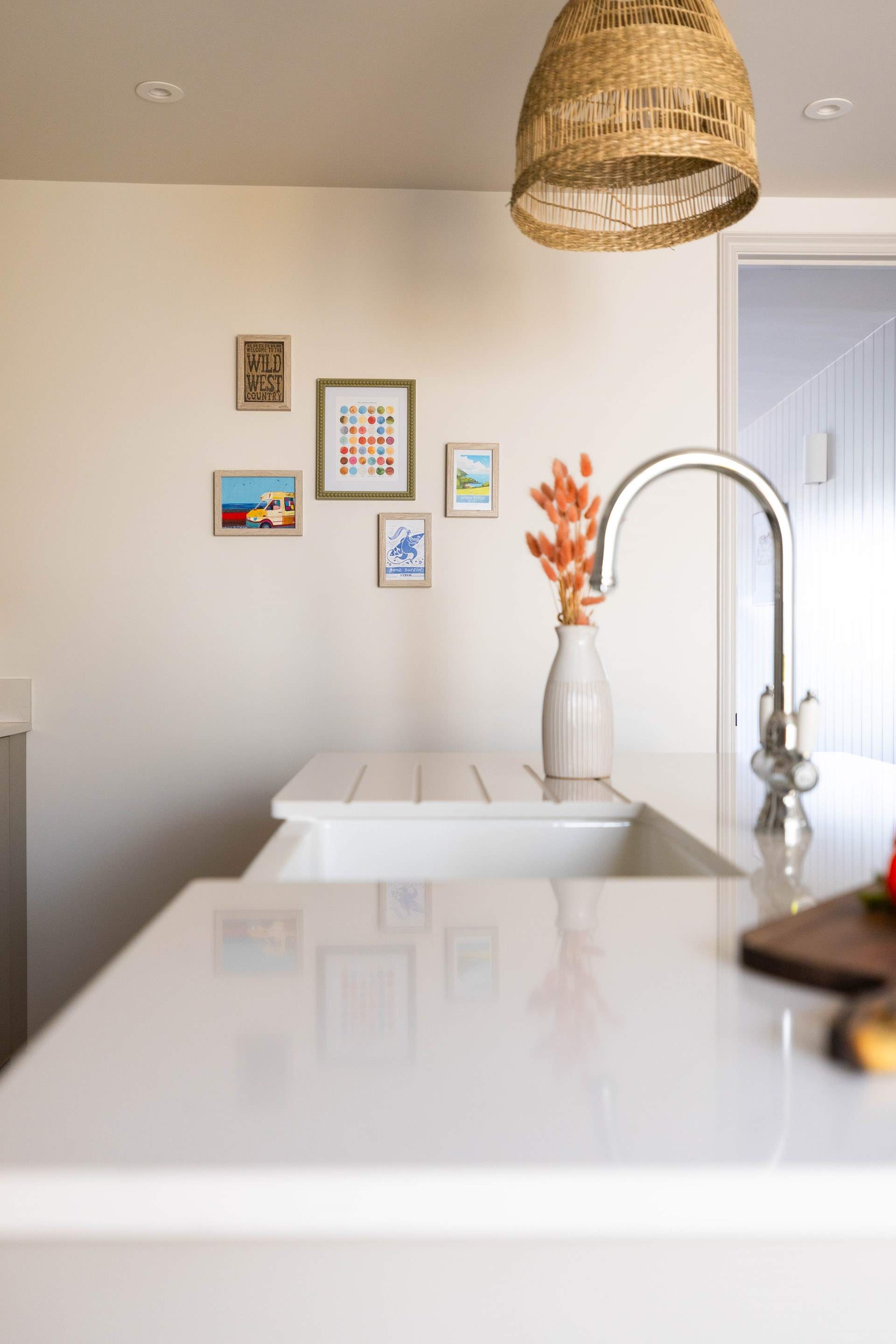 Head back out to the front of the house to find the stairs in the dining-area.