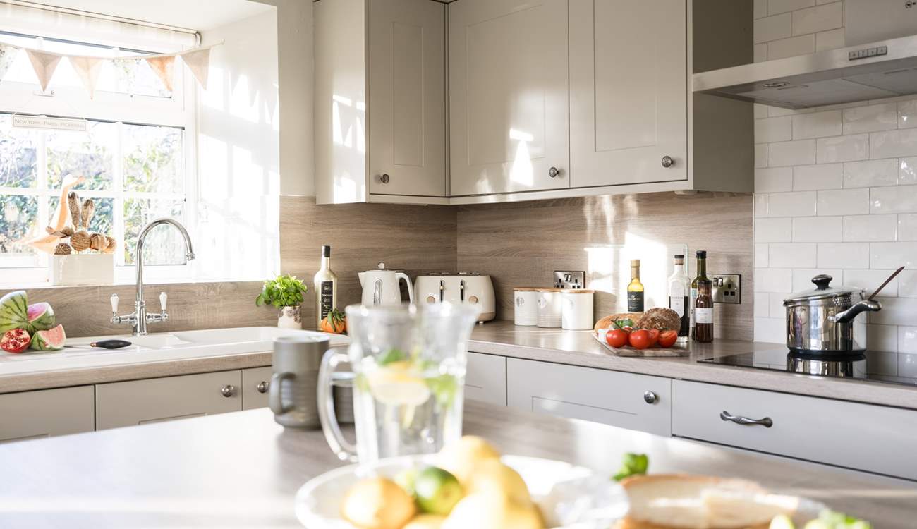 The island is perfect to perch by and watch the chef at work. 