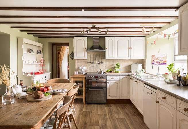 Step into this rustic farmhouse kitchen.