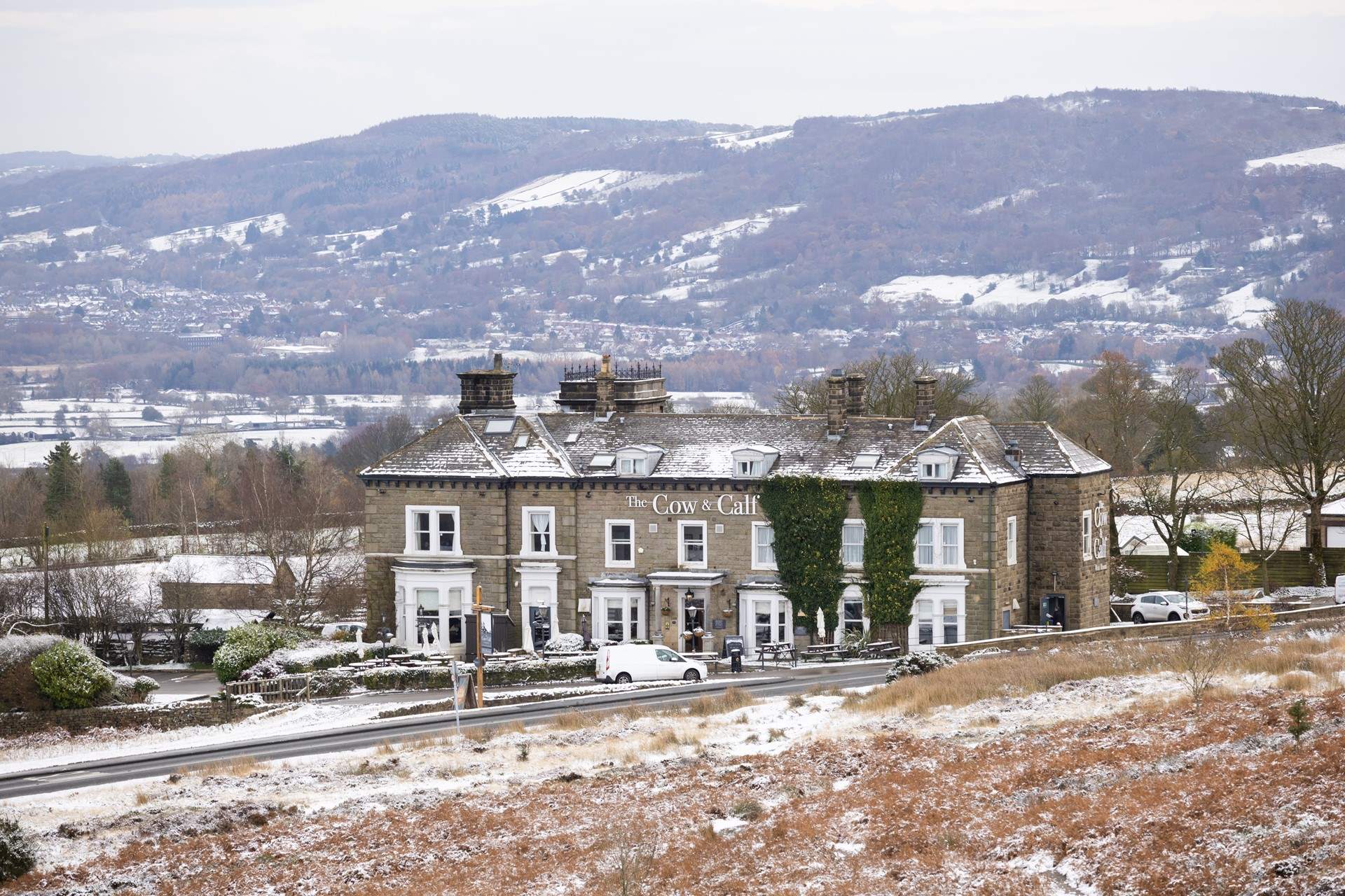 The Cow and Calf pub and restaurant sat high on Ilkley Moor, only a few minutes drive from Dalesway Apartment. 