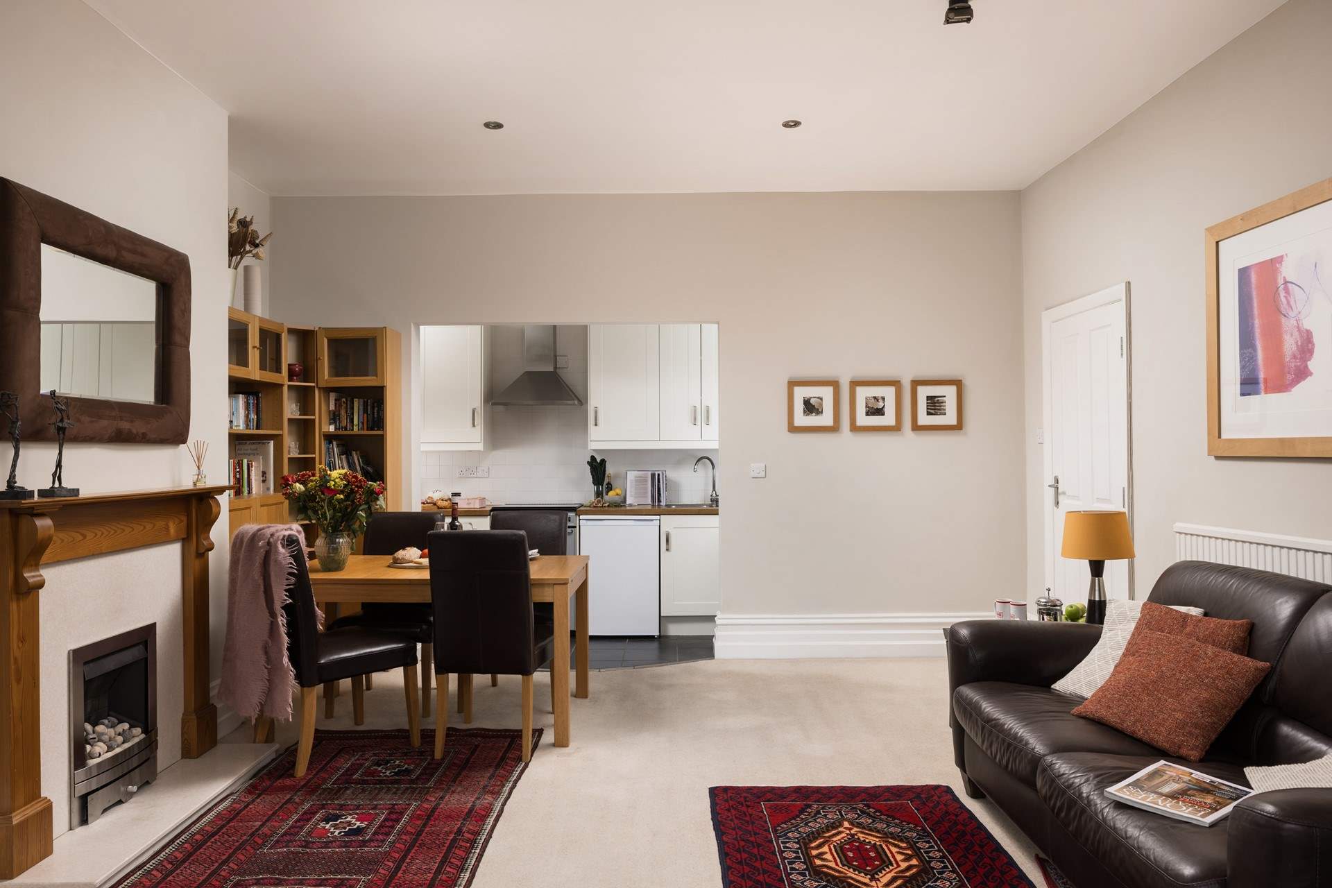 Looking into the kitchen from the living area. 