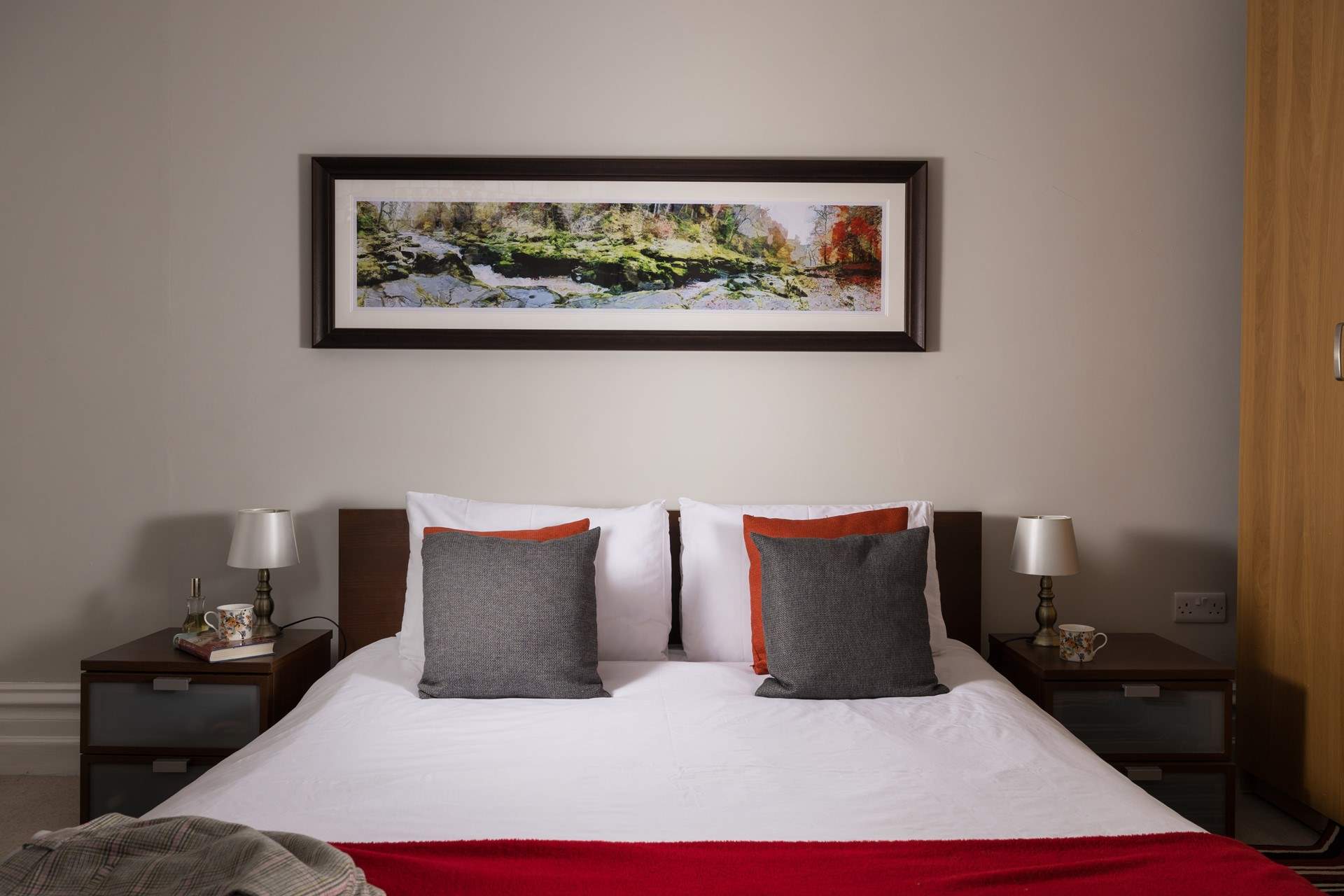 Snuggle up in the crisp linens and fluffy pillows and relax.