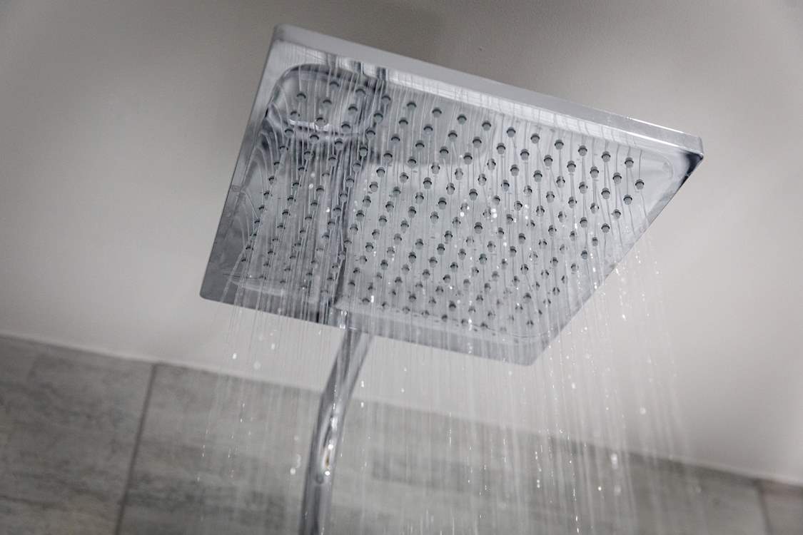 With rainfall shower.