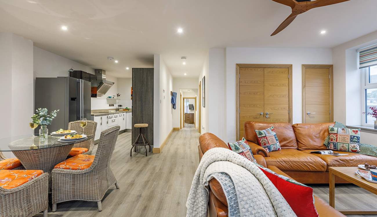 The light and airy living area is so spacious and dog-friendly too!