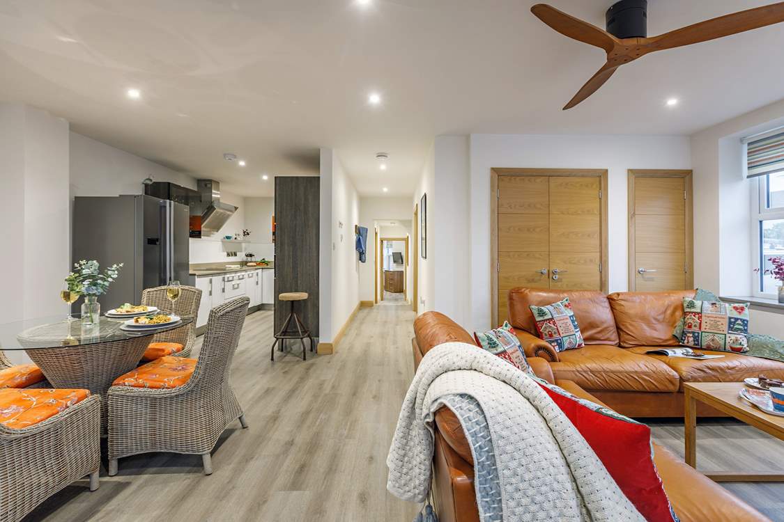 The light and airy living area is so spacious and dog-friendly too!