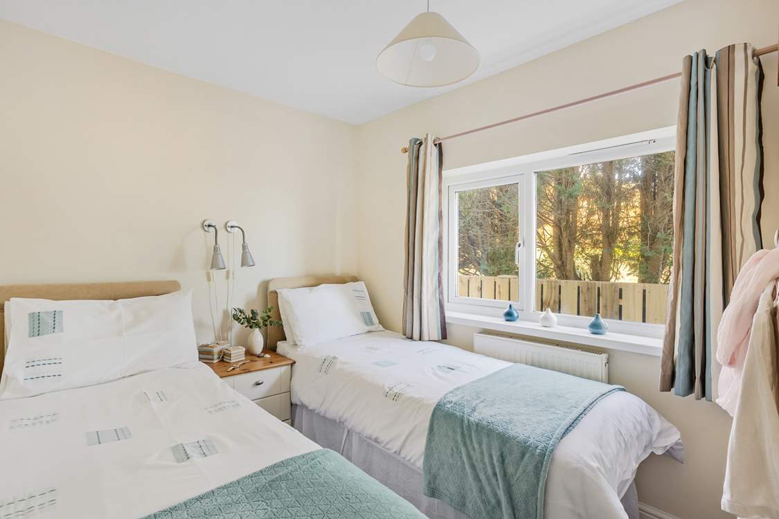 Pretty bedroom 3 has twin beds. Being two-foot six-inches wide they are more suitable for younger guests.