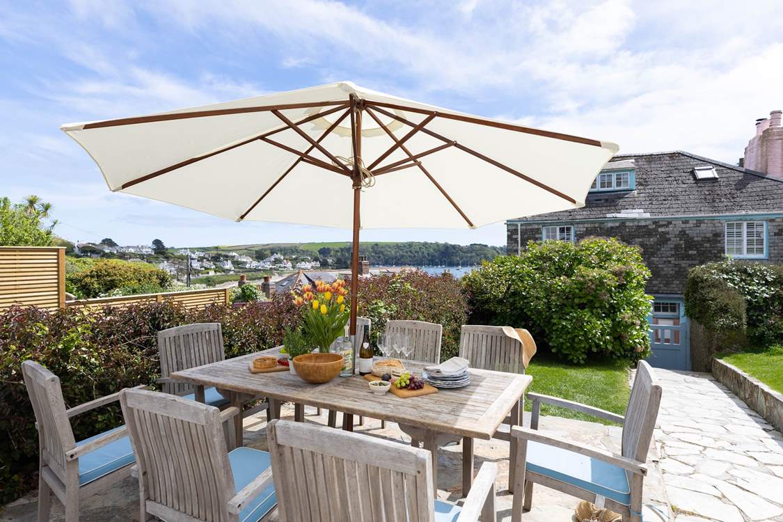 Make yourselves at home in the front garden, with delightful views over the rooftops to the sea and beyond.