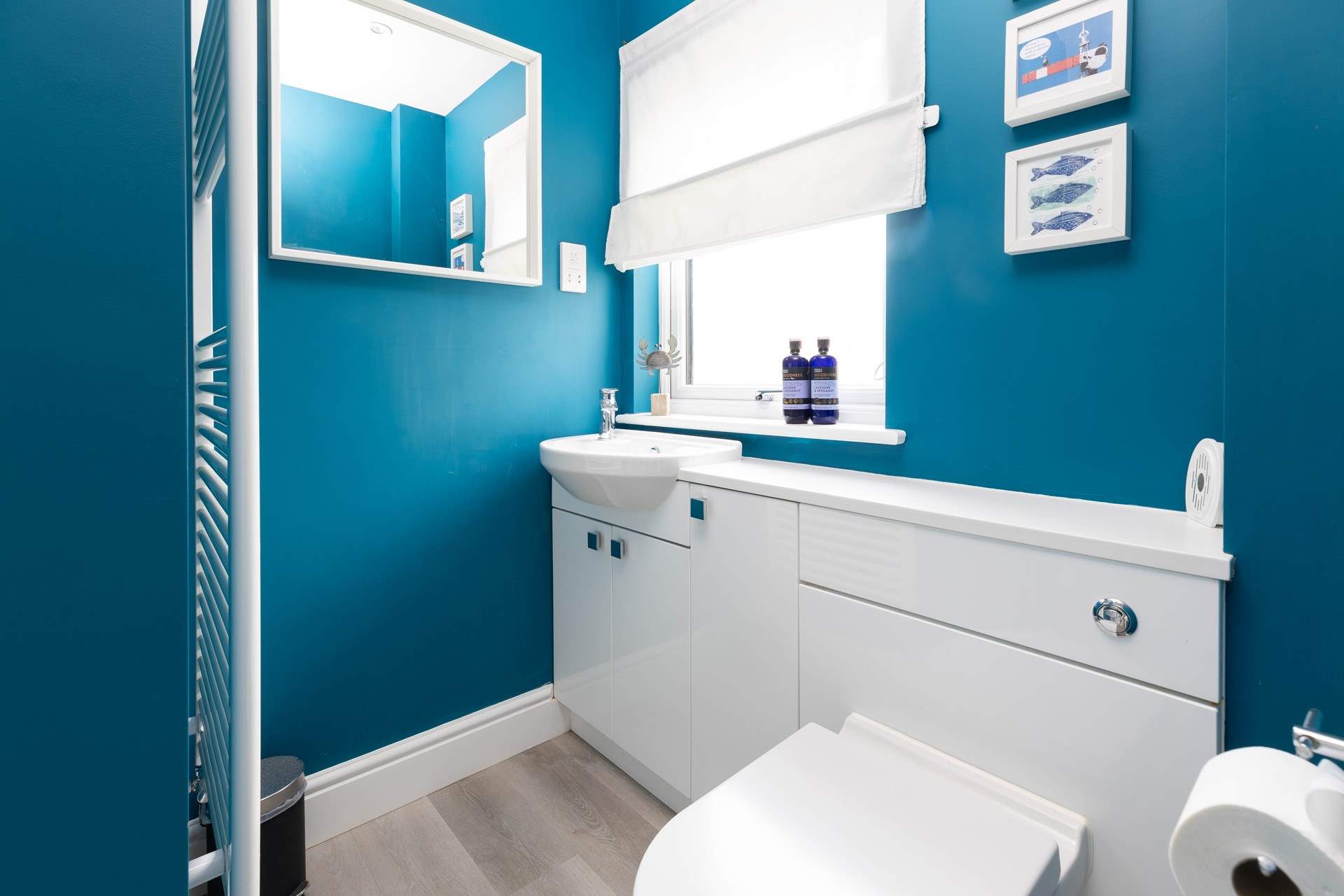 The small but perfectly formed shower-room has a heated towel rail for warm and fluffy towels - heaven!