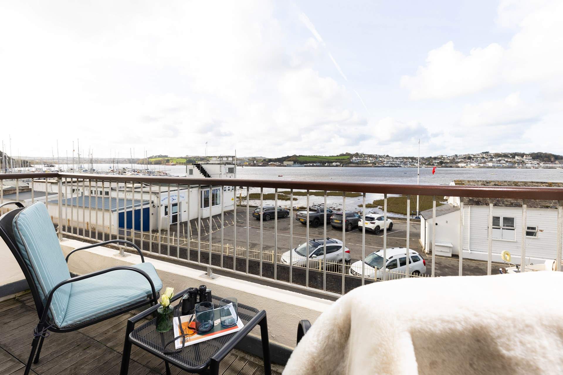 The Tarka Trail sits in front of the apartment along with the local sailing club.