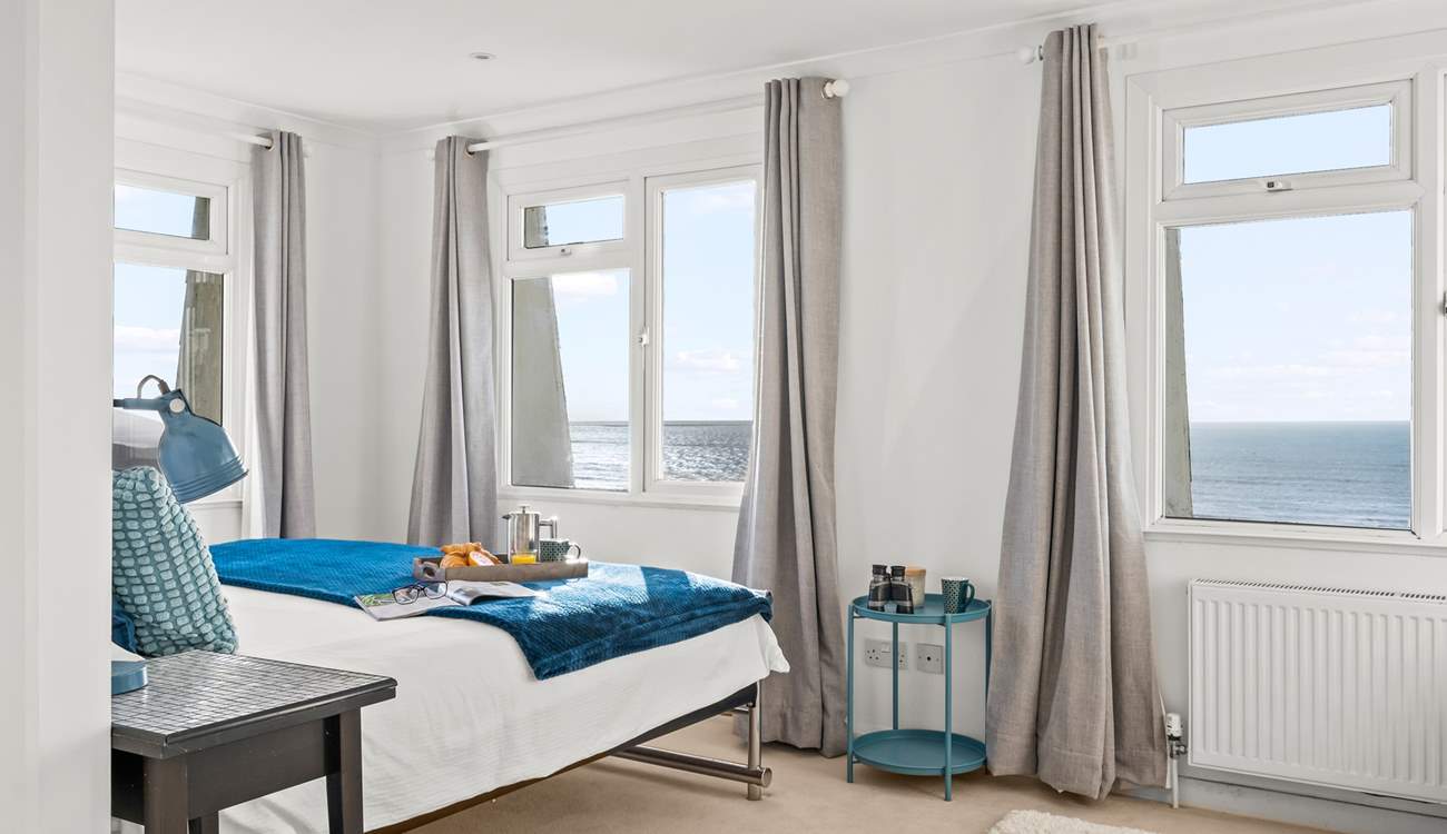 Bedroom 2 enjoys sea views from every window.