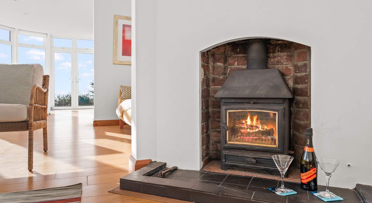 The glowing wood-burner is the perfect winter treat.