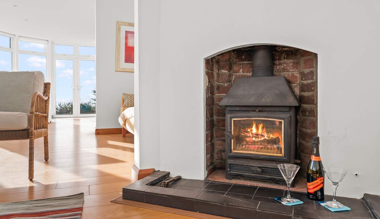 The glowing wood-burner is the perfect winter treat.