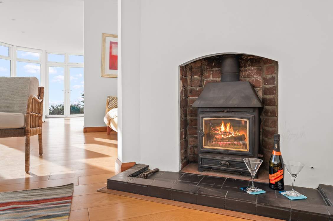 The glowing wood-burner is the perfect winter treat.