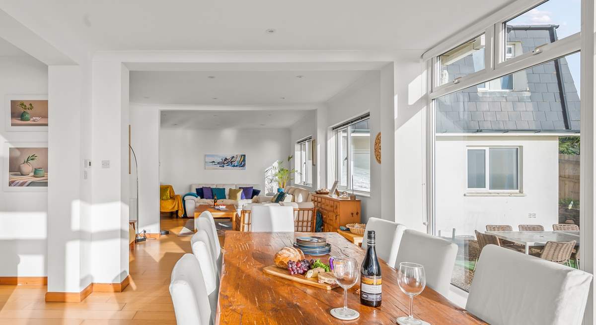 Peeking into the living-room from the dining-table.