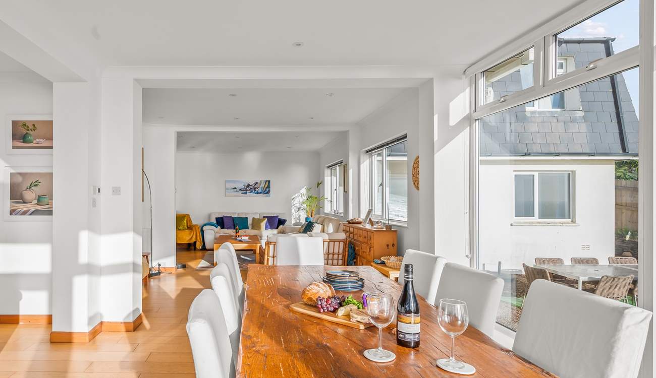 Peeking into the living-room from the dining-table.