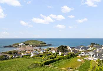 Seaview can be seen to the right of the image with Bigbury beach and Burgh Island beyond.