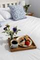 Breakfast in bed? Why not, you are on holiday.