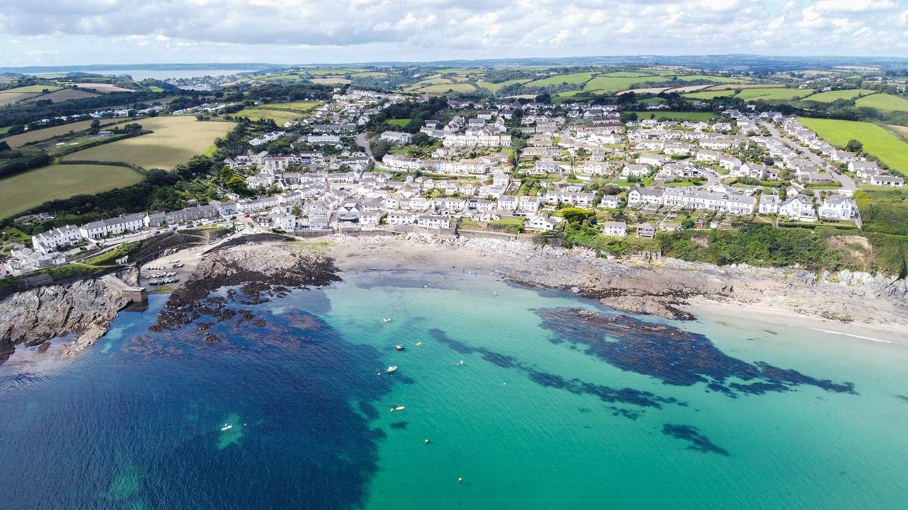 Beautiful Portscatho with Gerrans in the distance.