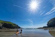 Gorgeous Newgale Beach Cottage nestles in the pretty seaside village of Newgale, Nolton Haven is very nearby.