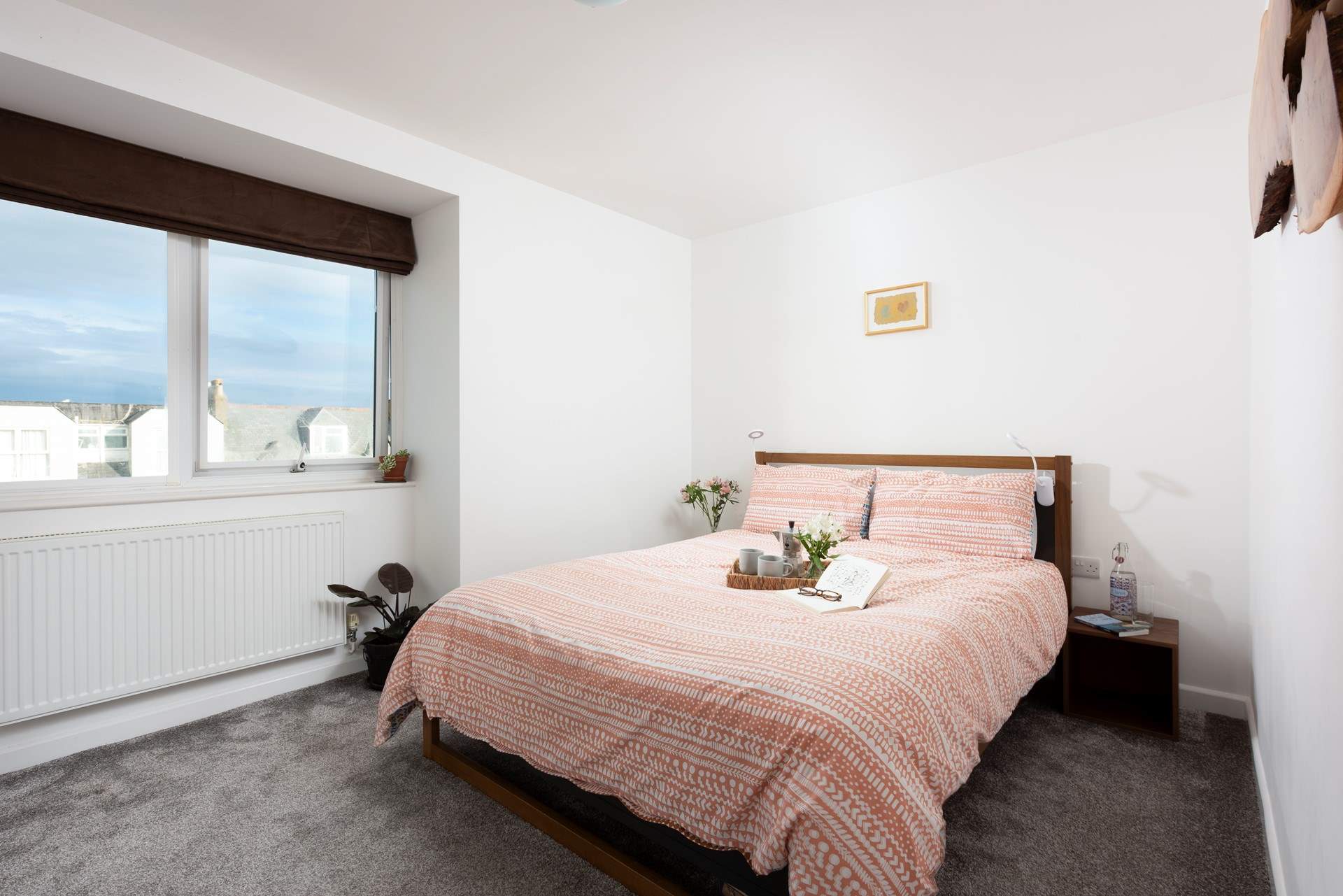 The calming bedroom for a good night's slumber. 