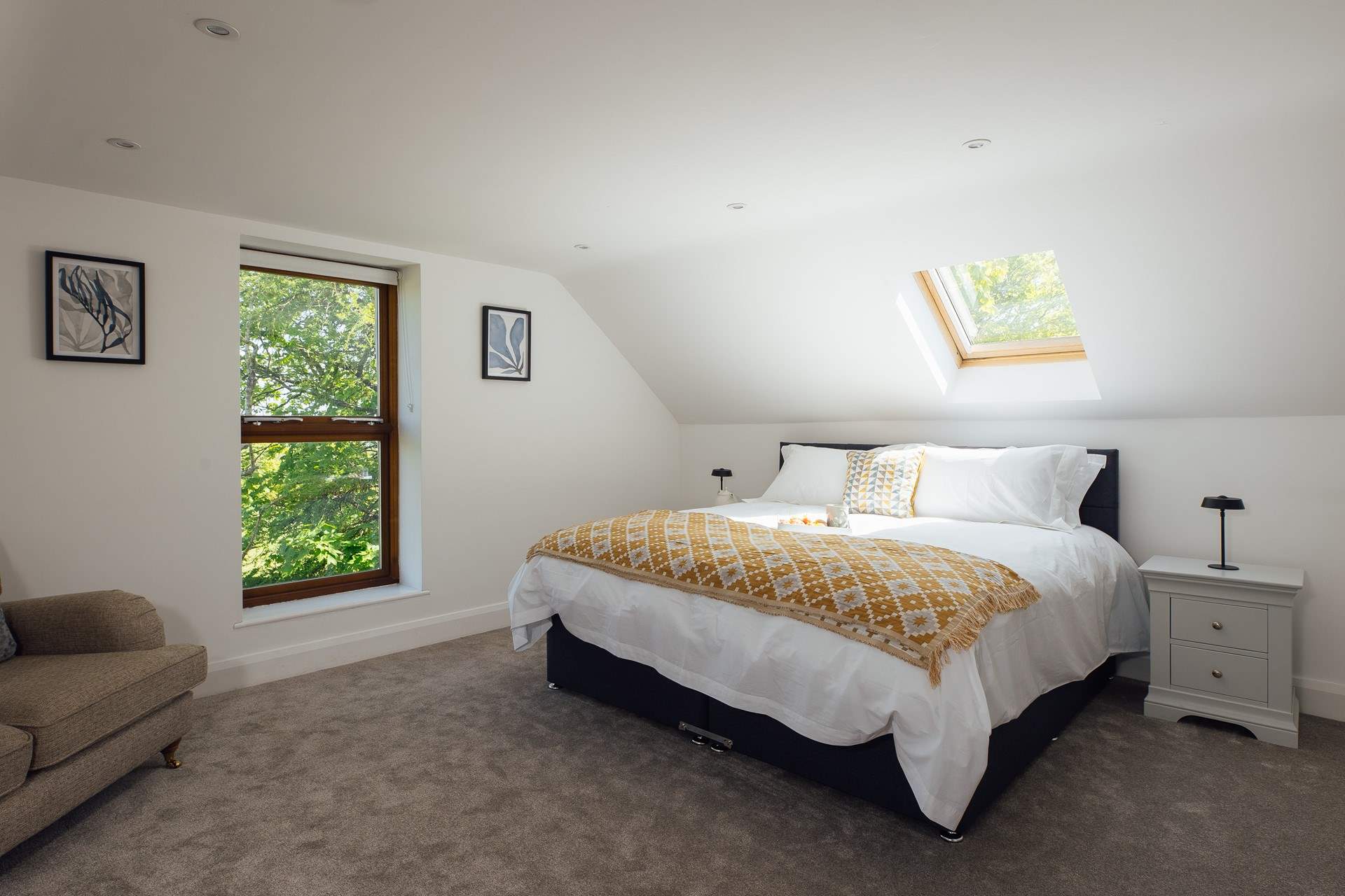 The enchanting principal bedroom. The bed can be set up as a king or twins, please let us know when booking.