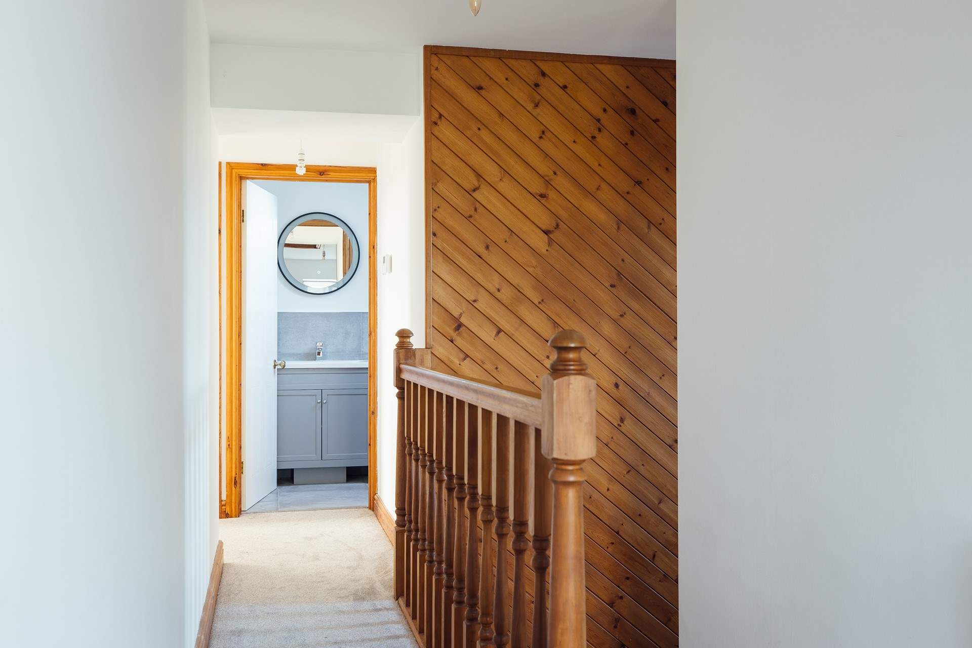 Across the landing to the elegant bathroom with separate shower. Choose a hot bubble bath after a day in the fresh Welsh air. 