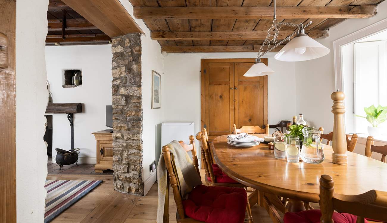 Enjoy a scrumptious meal around the farmhouse table.