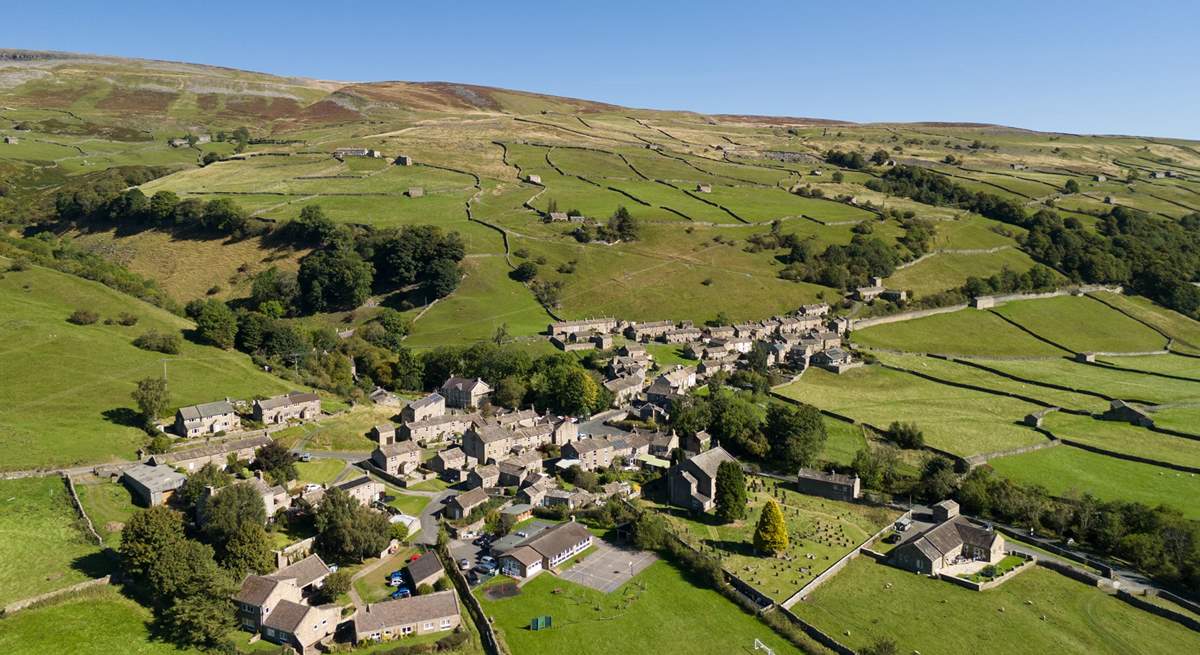 Gunnerside from above, a typical Yorkshire Dales village.