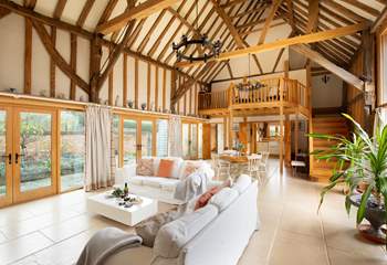 A spacious holiday barn with characterful beams add to its charm.  