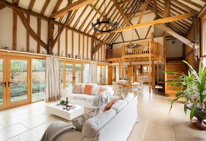A spacious holiday barn with characterful beams add to its charm.  