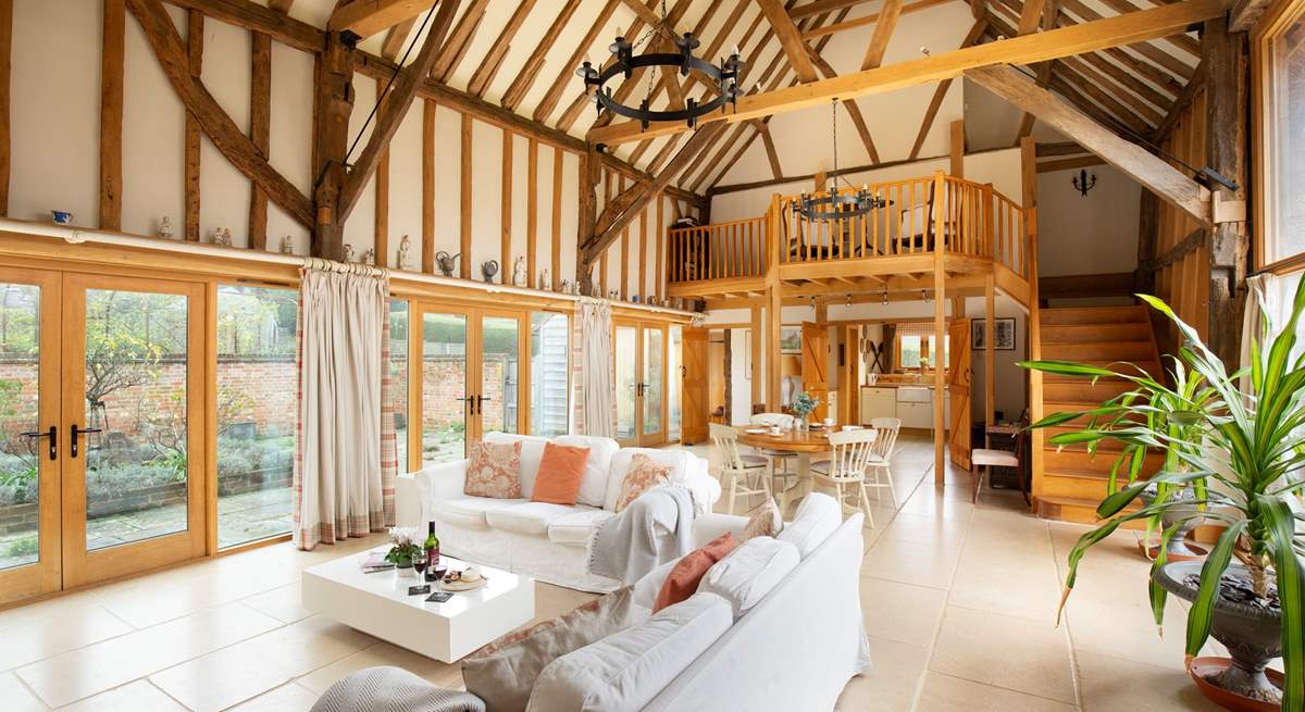 A spacious holiday barn with characterful beams add to its charm.  