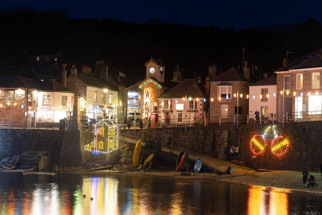 Nearby Mousehole is a popular fishing village with cobbled streets and has an infamous Christmas light display.