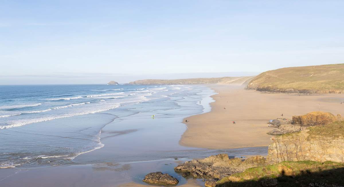 Two miles of golden sands of Perranporth are only a ten minute walk from your front door. 