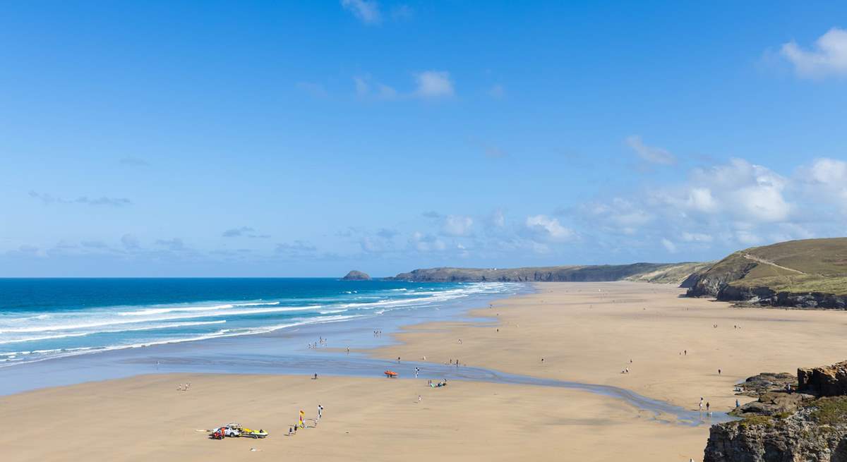 The splendid sandy beach at Perranporth.