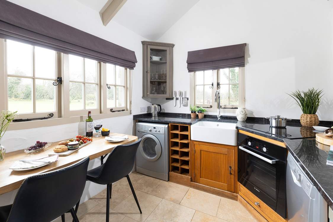 The kitchen is fully equipped for any aspiring chef.