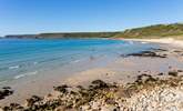 This is Sennen Cove with its turquoise waters and white sand, the perfect place to spend the day. - Thumbnail Image