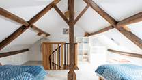 Take care around the stunning original beams and sloping ceilings.