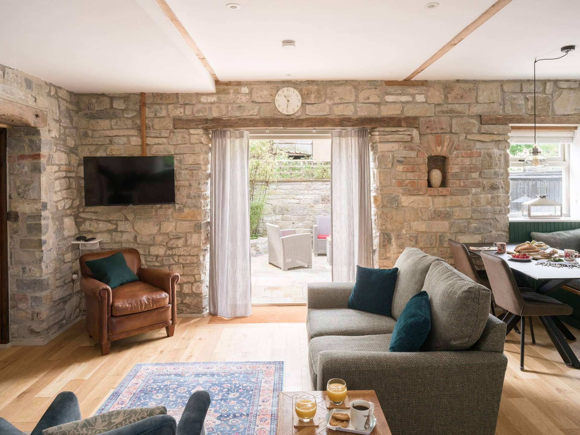 The doors out to the patio let in a welcome breeze on warmer days...