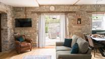 The doors out to the patio let in a welcome breeze on warmer days...