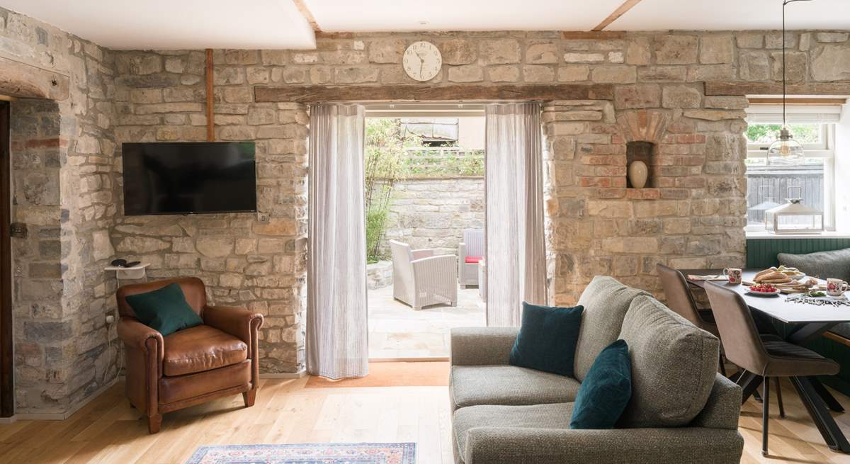 The doors out to the patio let in a welcome breeze on warmer days...