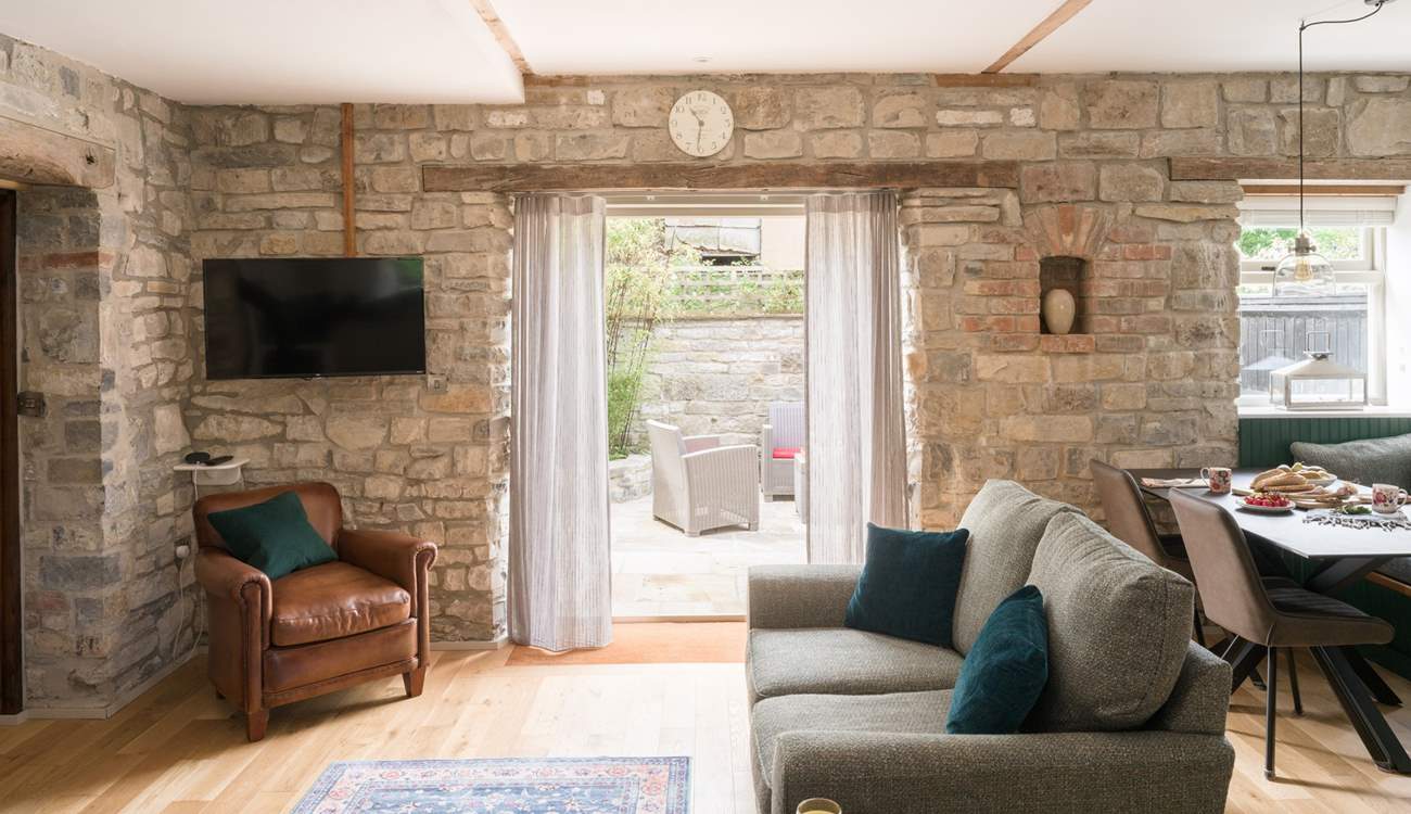 The doors out to the patio let in a welcome breeze on warmer days...