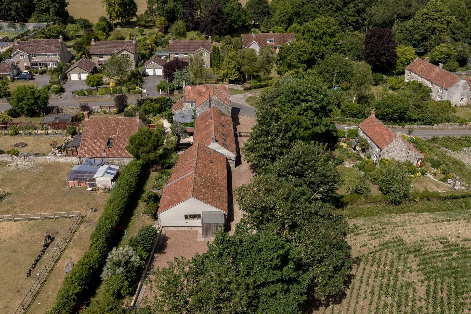 Aerial view of The Smithy, The Minstrels and the owners house