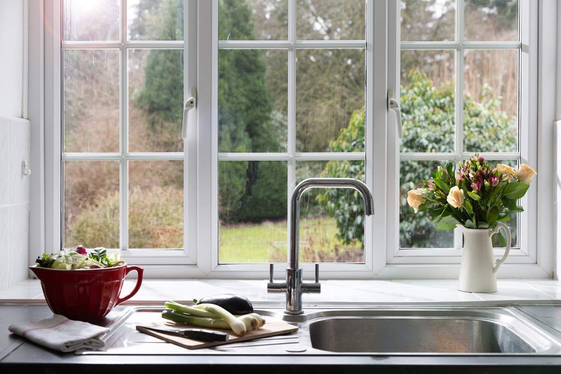 Who minds working in a kitchen with a view like that.