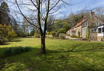 The large garden is perfect for relaxing or even playing a game.